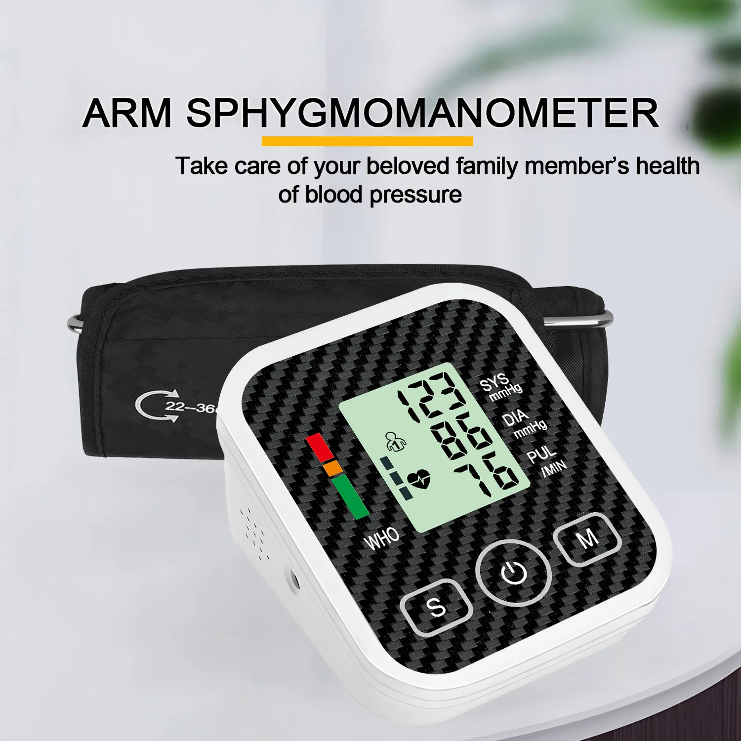 Upper Arm Automatic Blood Pressure Monitor BP Sphygmomanometer Pressure Meter Tonometer Measuring Arterial