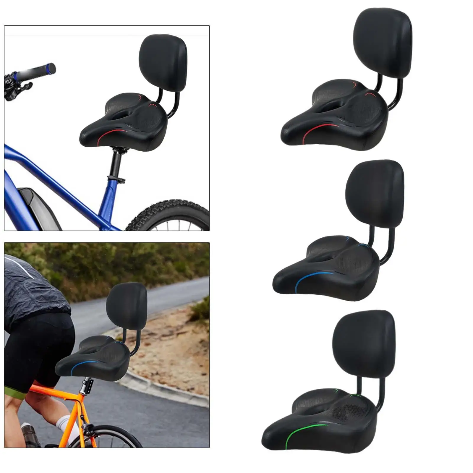 Bicycle Saddle Heavy Duty Exercise Bike Seat Cushion Bike Seat with Backrest