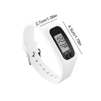 LED Pedometer Bracelet Wrist Calorie Counter 12/24H Time Display Step Counter Watch Walking Running Pedometer for Adults Kids 5
