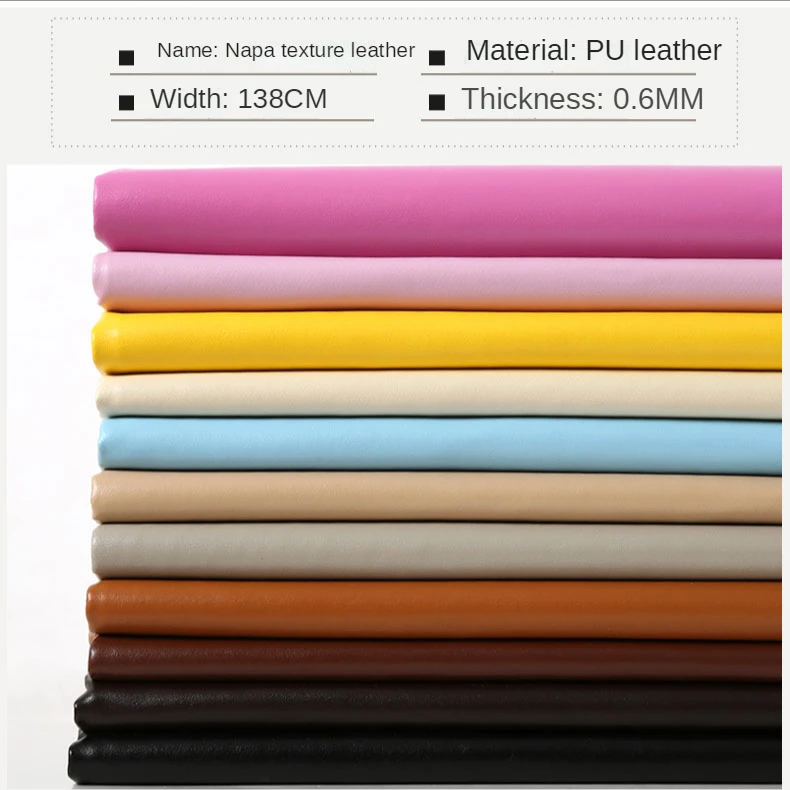 Faux Leather Fabric By The Meter for Upholstery Sofa Covers Soft Bags Sewing Decorative PU Plain Nappa Pattern Black White cloth