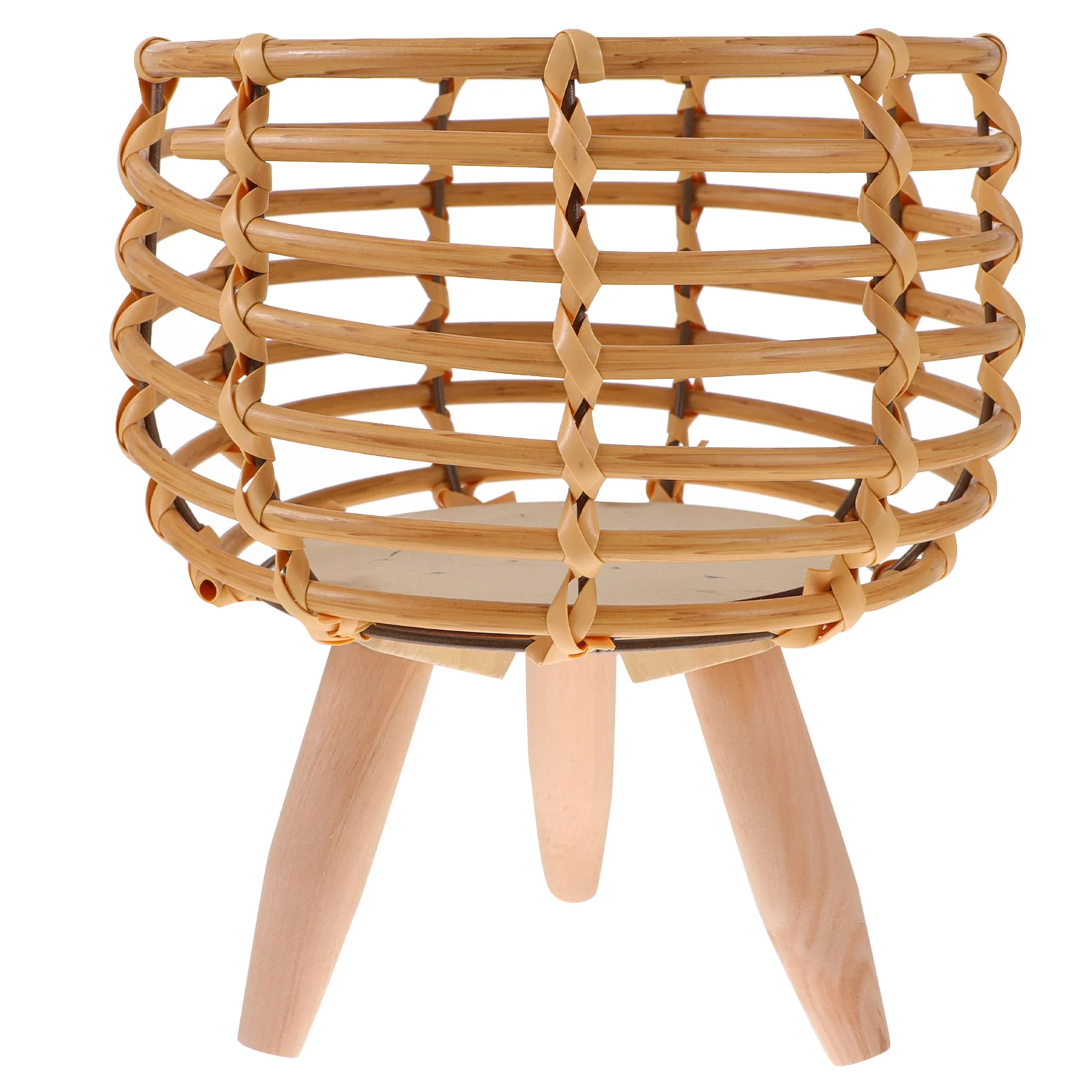 

Wooden Rattan Plant Pot Stand Stable Flower Pot Holder Flower Pot Display Stand