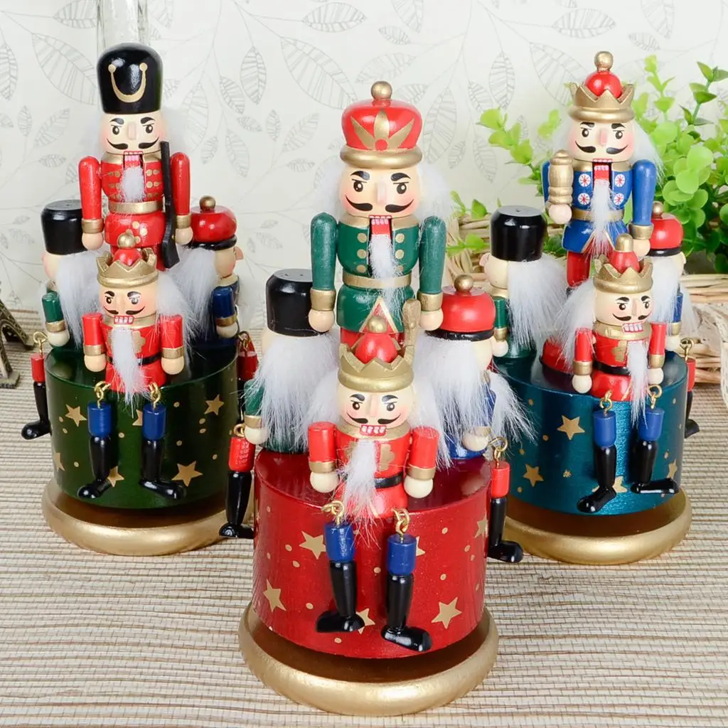 20/32cm Wooden Nutcracker Drummer King Soldier Kid Music Box Toy christmas