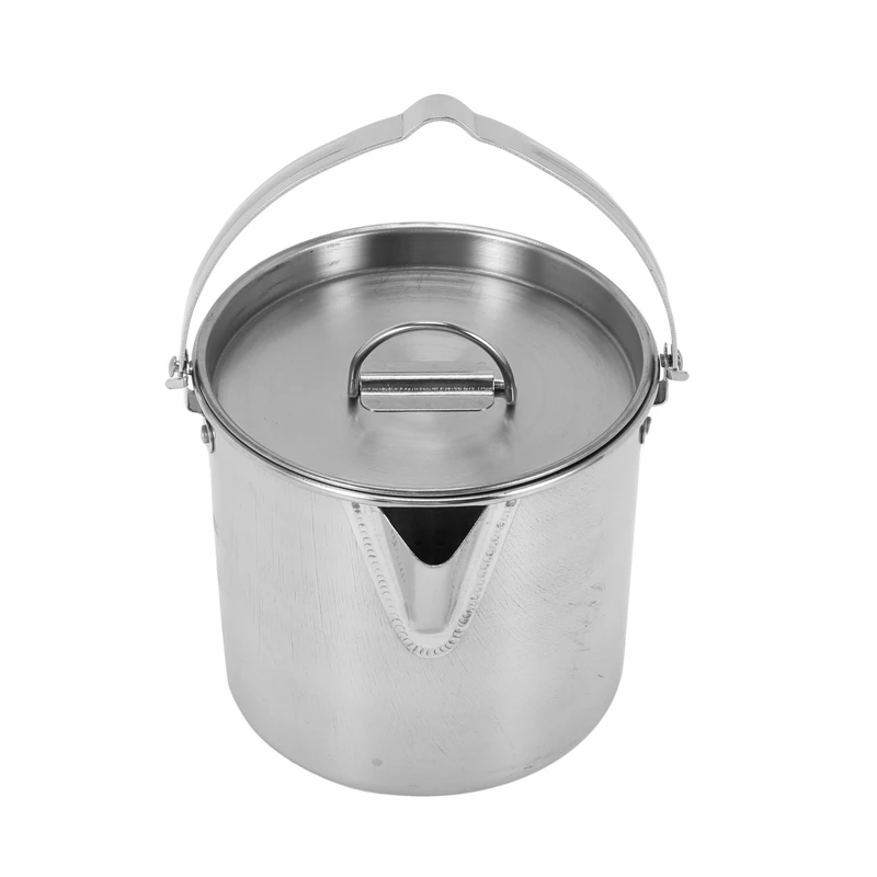Outdoor Camping Kettle Stainless Steel Cooking Kettle 1.2l Lightweight Compact Camping Pot For