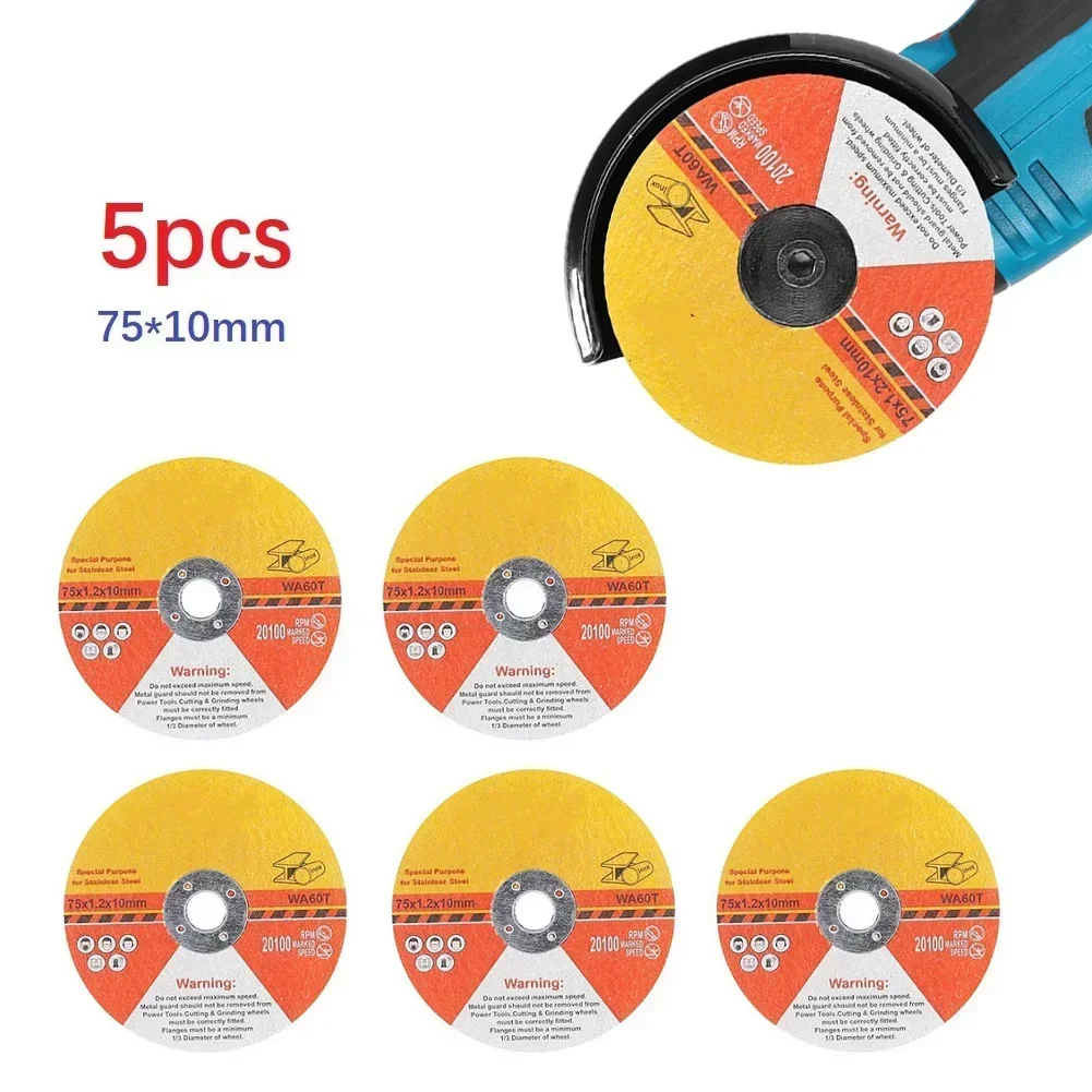 5pcs 75mm Grinding Wheel Cut Off Wheels Inner Diameter 10mm Grind Disc Cutting Round Disc For Angle Grinder Cutting Circular Saw