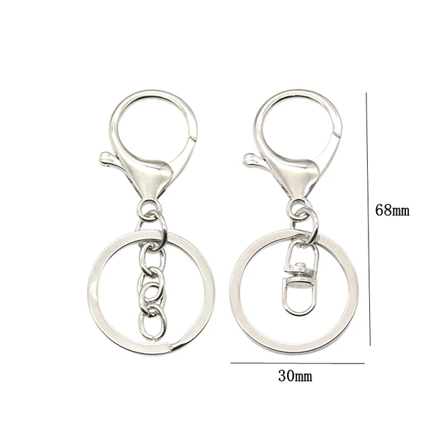 5pcs Lobster Clasps Swivel Hooks Clips Chain With Flat Split 30mm Key Ring  For Jewelry Keychain