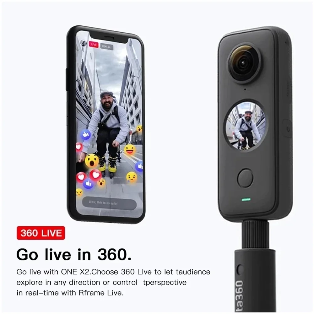 Insta360 ONE X2 Sports Panorama Camera 360 Mini Degree Live Broadcast Anti Shake and Waterproof 1630mAh Camera