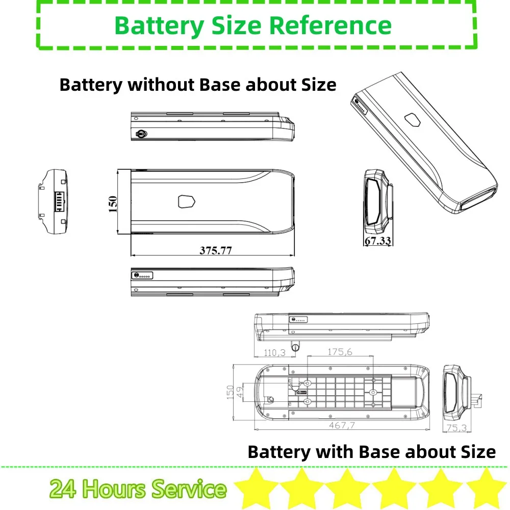 37V 36V 10Ah 11Ah 12Ah 13Ah 14Ah 20Ah Li-ion Rear Carrier City Bike Battery with Charger for Replace Phylion XH370-13J Wall-ES