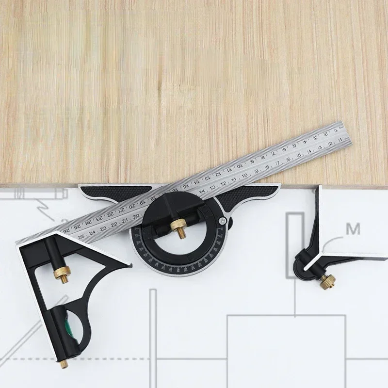 Combinaison En Acier Inoxydable Tri Square, Angle Ruler 0-180 Degrés