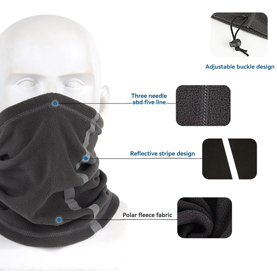 Motorcycle Half Face Mask Scarf Riding Windproof Winter Warm Fleece Neck Scarves Reflective Skiing Neck Cover Mask