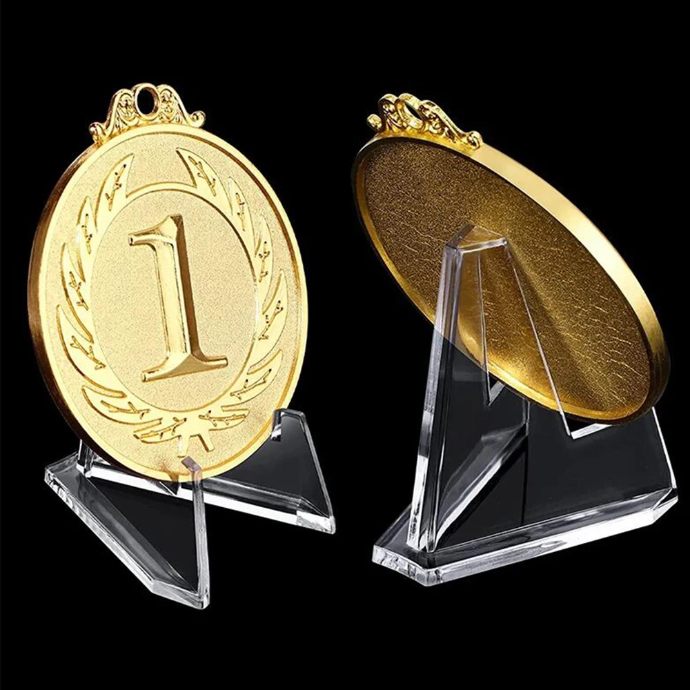 Clear Acrylic Easel Stands, Mini Coin Display Easel Holder, Plastic Plate Display Holders For Medal Watches Picture Decor, 10Pcs