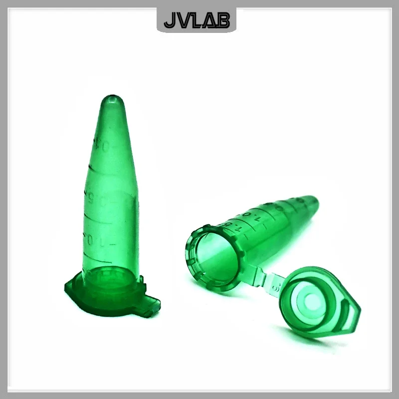 

Microtubes Centrifuge Tube 1.5ml Laboratory Centrifugal PCR Tube Bottom Tip Green Color Scale Locked Cover Pack of 500/PK