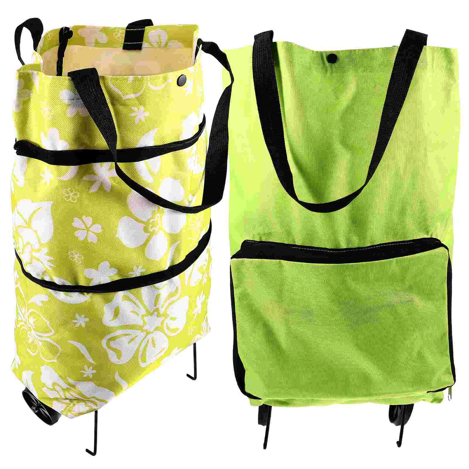 

2 Pcs Groceries Trolley Shopping Bag for Grocery on Wheels Pouch with Foldable Cart Collapsible Bags