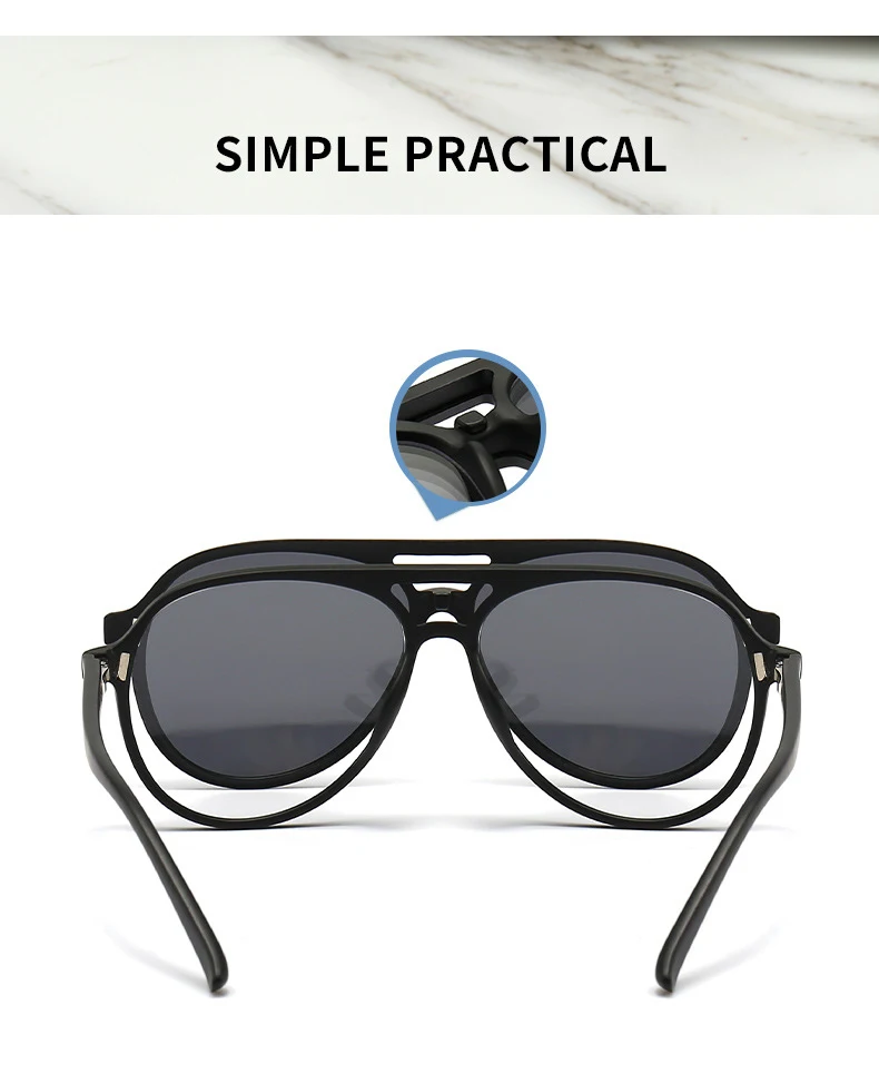 VCKA 6 In1 Pilot Polarisierte Myopie Sonnenbrille Magnetische Clip Männer Frauen Gläser Optische Verordnung Klassische Brillen -0,5_voghion.com