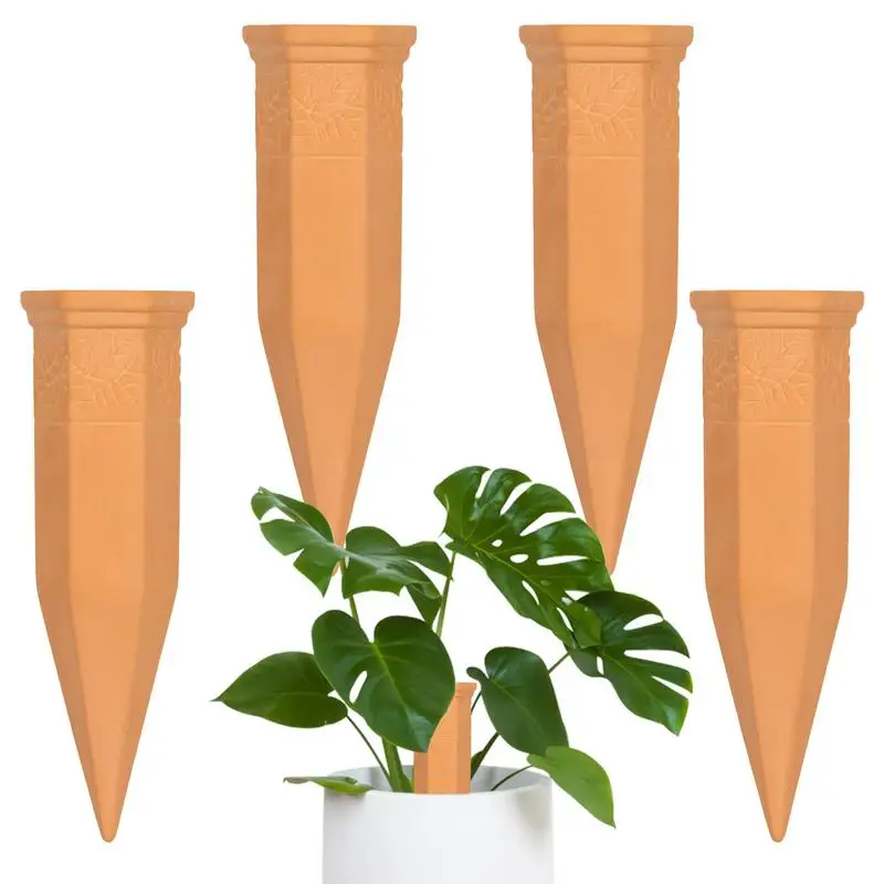 

Terracotta Watering Spikes Self Plant Watering Spikes Auto-Water Irrigation System 4pcs Automatic Plant Waterer Devices