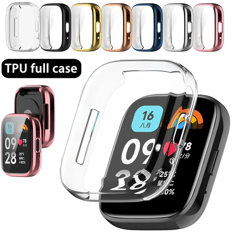 Watch case watch protective case watch cover watch protective cover Silicone Case for Redmi Watch 3 Active Protection Shell Bracelet Replacement Strap for Xiaomi Redmi Watch3 Lite Protective Cover