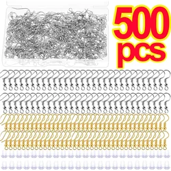 Stainless Steel Earrings Clasps Hook Fittings DIY Jewelry Making Iron Hook Earwire Ear Plug Earring Findings Gold Silver Jewelry
