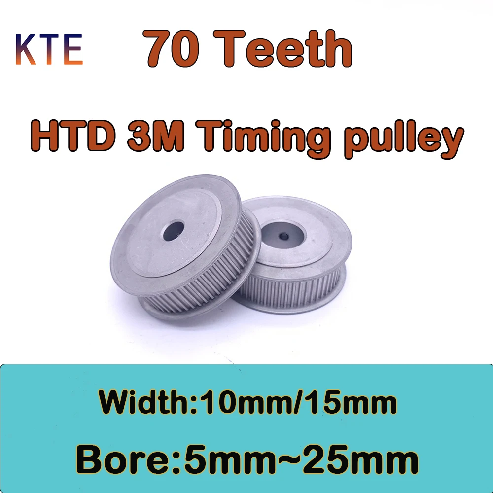 70 Teeth HTD 3M Timing Pulley Belt Width 10mm/15mm 70 Tooth HTD 3M Synchronous Wheel Bore 5/6/8/10/12/14/15/17/18/19/20/22/25mm