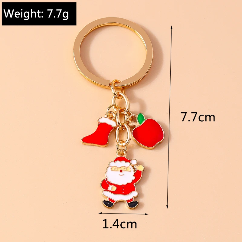 Mode Frohe Weihnachten Baum Schneemann Santa Claus Schlüssel bund für Auto Schlüssel Festival Geschenke für Frauen Männer Handtasche Anhänger Schlüssel anhänger – Detail 12