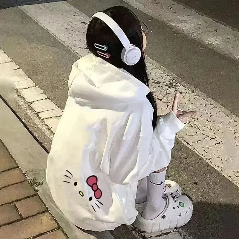 Y2K Style Girls Tops Girls Sweatshirt Hello Kitty Print Sweatshirt For Women