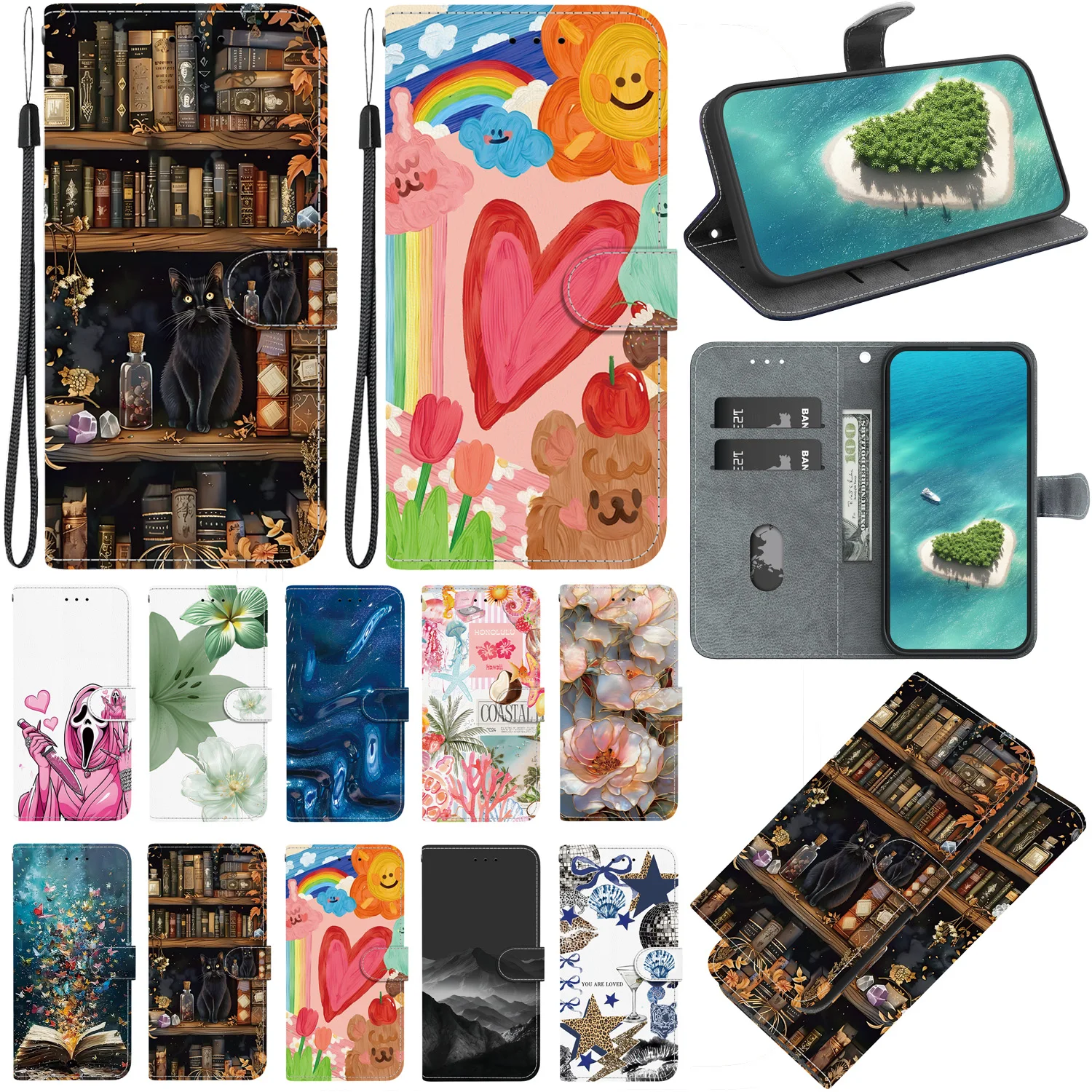 Luxurious Magnetic Leather Flip Wallet Phone Case Cover