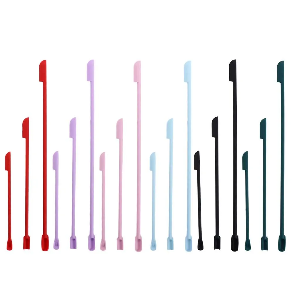 Double-Head Silicone Spatula Reusable Lengthened Deep Bottle Scraper Last Drop Scoop Cream Cosmetic Spoon Face Mask Brush 3Pcs facial mask brush