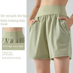 Women's Wide Waist Tight Shorts, Sports Capris, Casual Pants, Loose and Breathable, Outerwear, 2023