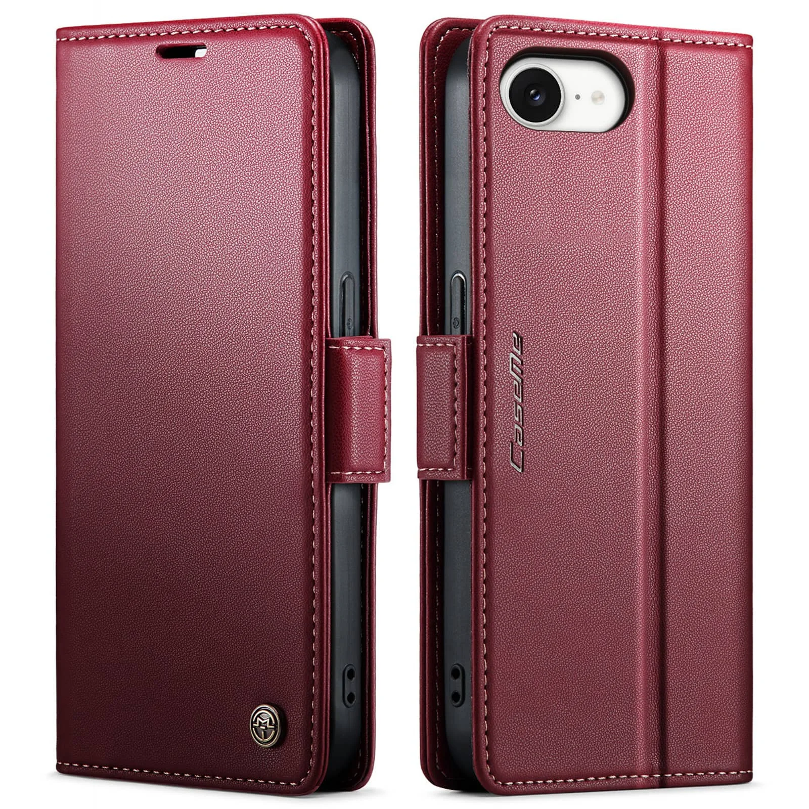 Leather Wallet Case with Card Holder & RFID Blocking, Shockproof Design with Magnetic Clasp and Kickstand