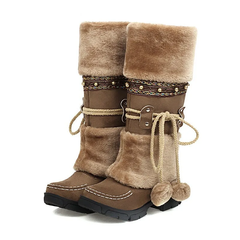 

Snow Boots, Autumn and Winter, Foreign Trade, Cotton Boots, Plush Ball High Boots, Big Children's Warm Boots, National Knight