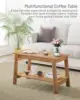 Coffee Table, Rustic Coffee Tables for Living Room, Outdoors, Home Office, Bedroom, Wood Living Room Tables with 2-Tie, Brown 5