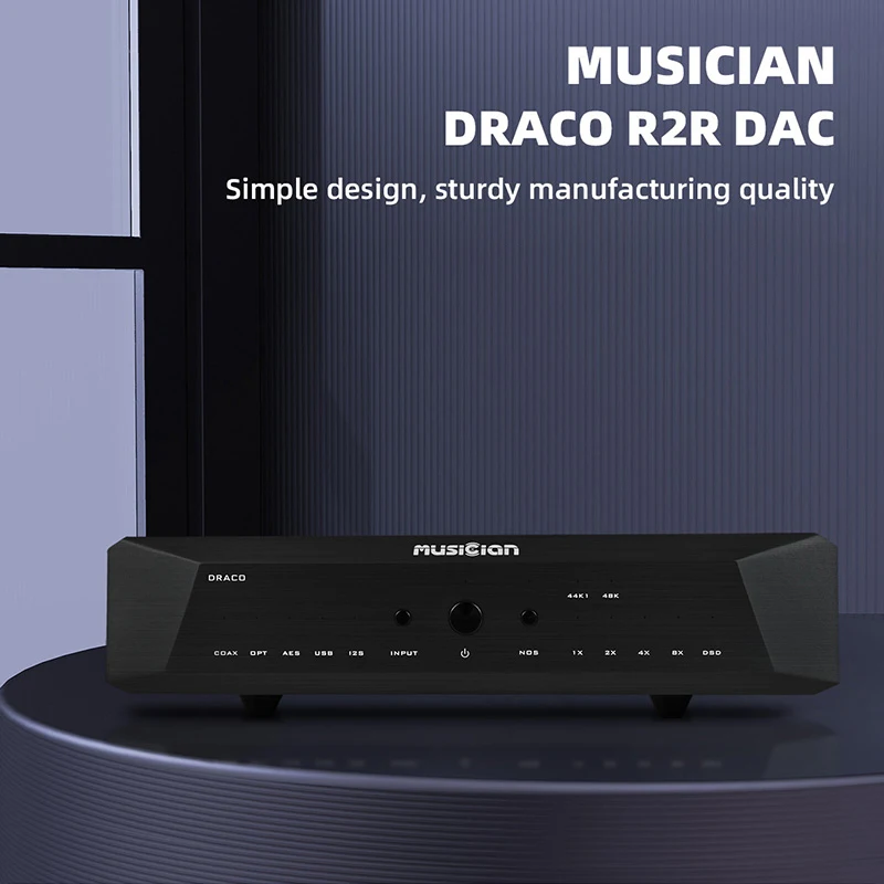

MUSICIAN Draco R2R USB DAC AMP ALTERA CHIP R2R Decoder I2S/AES/Coaxial/Optical Blanced/USB Input RCA/XLR Balanced Output