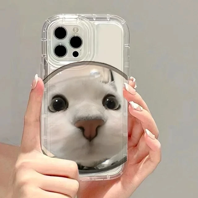Transparent Phone Case with Cartoon Black Cat Design