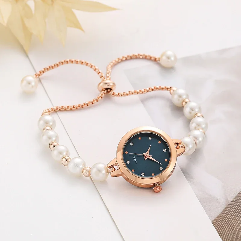 Original Luxury Watch for Women Fashion Design Pearl Bracelet Strap Watches Ladies Elegant Wristwatches 4
