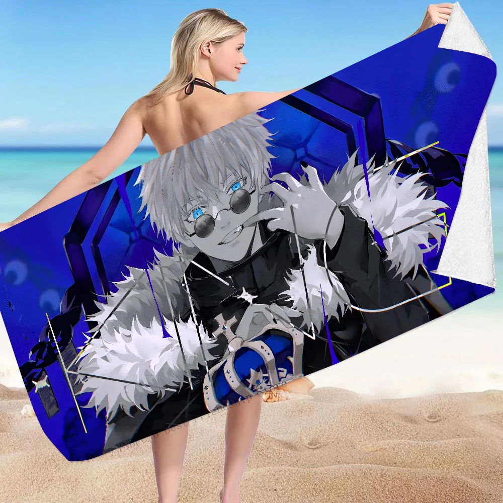 1PC Gojou Satoru Jujutsu Kaisen Anime Towel Microfiber Beach Towel Quick Dry Kids Beach Blanket Soft Unisex Camping Pool Towel 4