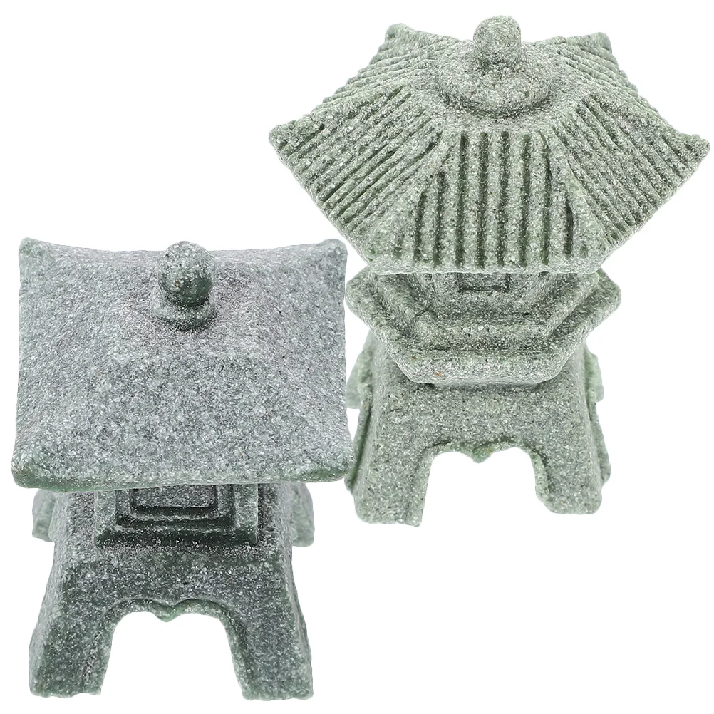 

2 Pcs Japanese Tower Light Decoration Asian Pagoda Sculpture Lantern Aromatherapy