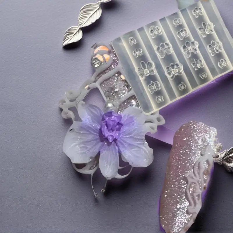1PC 팔레놉시스 꽃 실리콘 네일 몰드 DIY 달콤한 나비 난초 꽃 디자인 매니큐어 템플릿 조각 네일 아트 몰드 도구