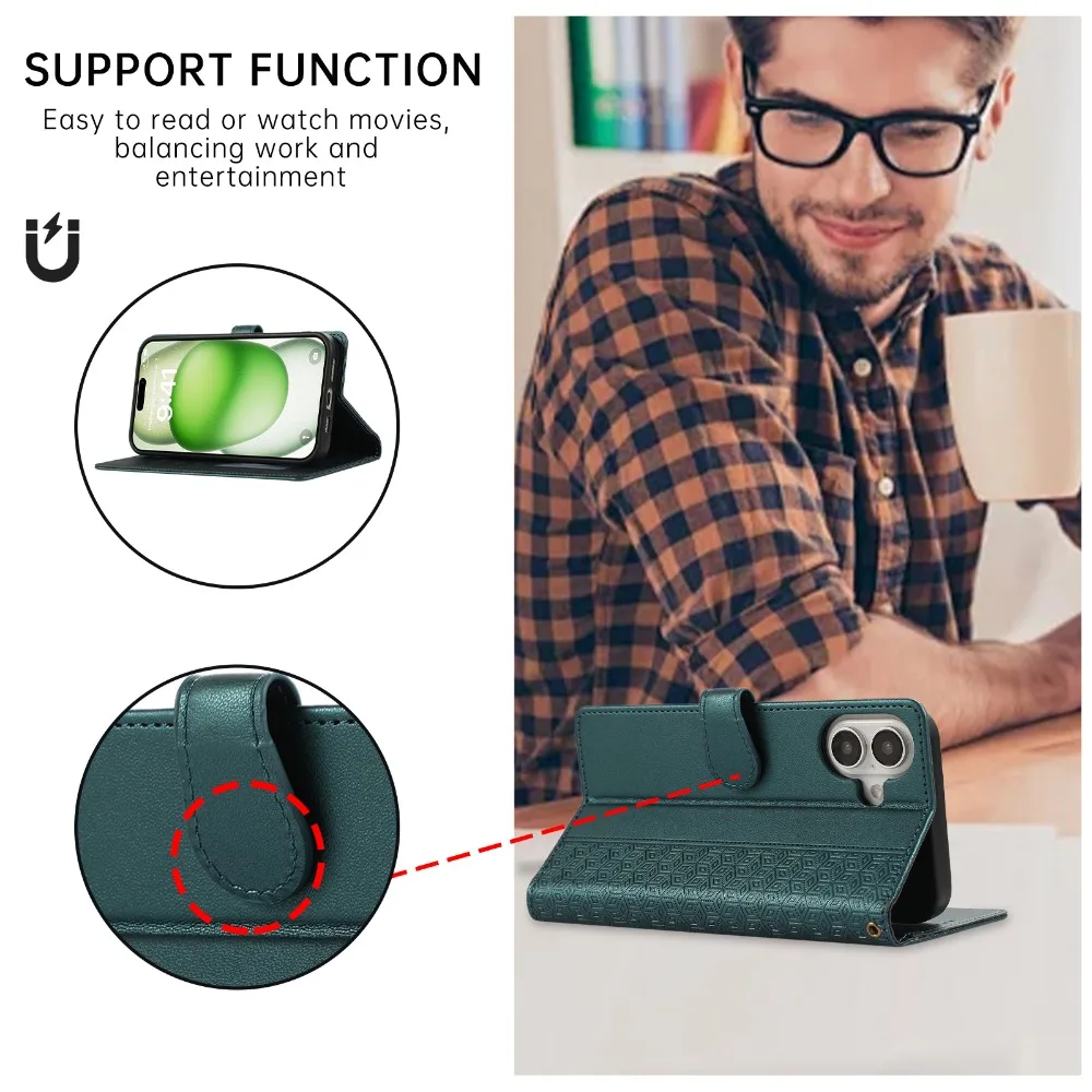 Custodia protettiva in pelle per iPhone 13 12 Mini 16 15 14 11 Pro Max XS XR 8 Plus Portafoglio con cinturino da polso e porta carte_voghion.com