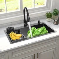 Kitchen Sink with Pull-Out Faucet, Large-Capacity Cleaning Quick Drainage for Home Restaurant Laundry Room Basement Bar Kitchen 2