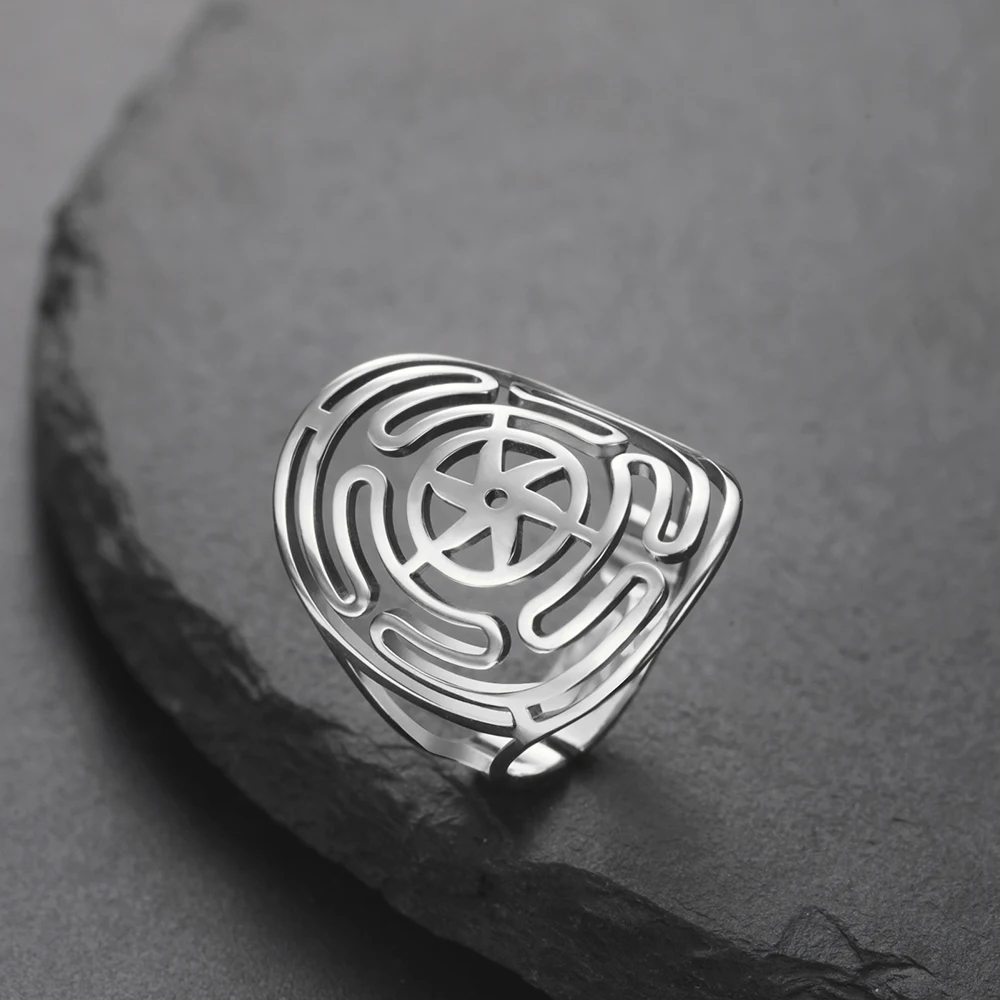 Dawapara Hekate Wheel Antiker griechischer Göttin Verstellbarer Ring Magisches Symbol Kabbalah Amulett Edelstahlschmuck – Detail 12