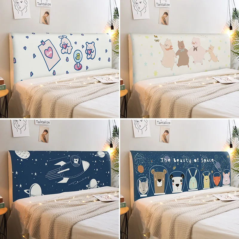 Rocket Planet Elastic All-inclusive Bed Head Cover Printed Cartoon Universal Dust-Proof Bedroom Living Room Sofa Headboard Cover
