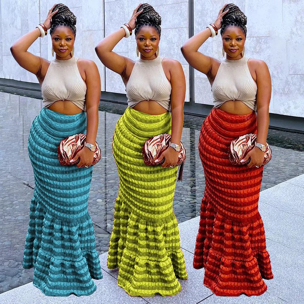 Maxi Ruffle Striped Long Skirts Dress Sexy Club Party Elegant Luxury Dress Women Summer Clothes High Waist Long Ladies Skirts womens ladies soft wedding capes wedding jacket wraps chiffon shrug bridal bolero long shawl and wraps evening wedding cover up