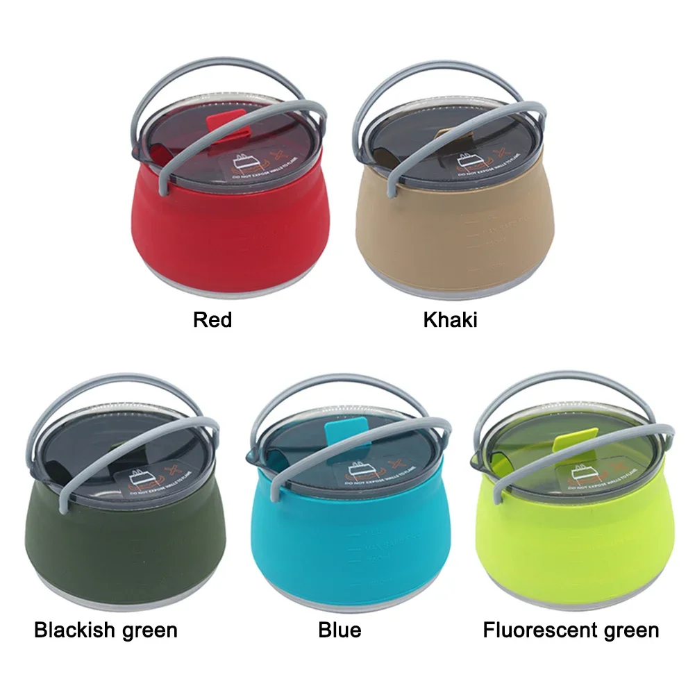 Description Picture 5 of item1L Outdoor Silicone Kettle Folding Camping Tableware Kettle Cook Water Pot Mini Boiling Water Pot with Handle for Fishing Travel