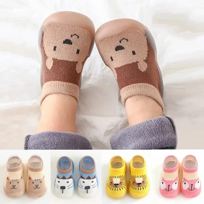 Children Anti-slip Shoes Newborn Baby Girl Cotton Non-slip Floor Socks Baby Boy Rubber Sole Cartoon Indoor Socks Infant Shoes baby shoes