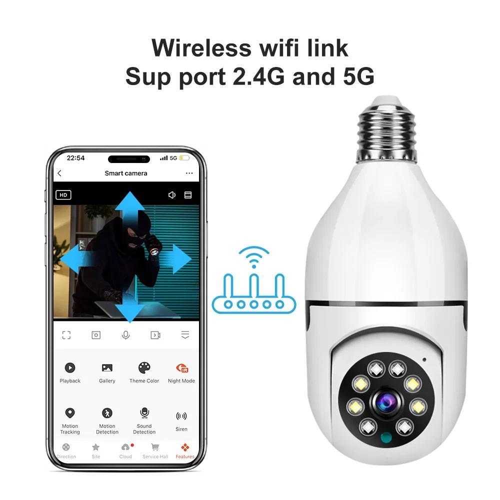 Tuya 2.4G/5G Dual-Band Bulb Camera 3MP/4MP/5MP WiFi Two Way Voice AI Human Detection Night Vision E27 Camera Surveilance Cam 5