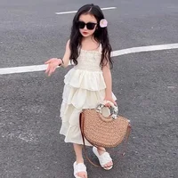 Robe longue d'été à bretelles pour filles, style superposé, mode enfant, pour fête d'anniversaire, nouvelle collection, vêtements décontractés pour adolescentes 2
