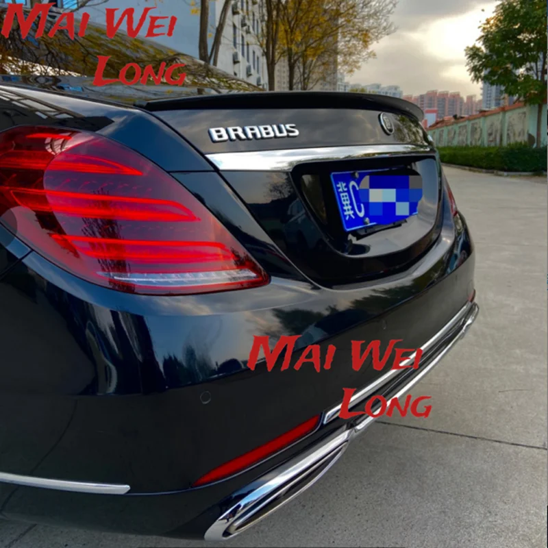 ABS 브라이트 블랙 스포일러 BOS 스타일 트렁크 립, 메르세데스 S 클래스 W222 4 문짝 세단 2014 + S350 S400 S450 S500 S600