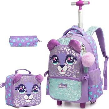 Zaino con ruote per ragazze Zaino per bambini con ruote Zaino per studenti elementari Bagaglio a mano Bookbag con rullo 1