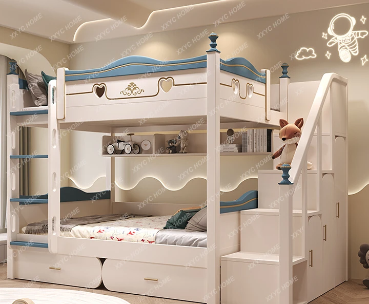 

Solid Wood Noble Height-Adjustable Bed Bunk Bed Small Apartment Bunk Bed Bunk Bed Upper and Lower Bunk Elevated Combined Bed
