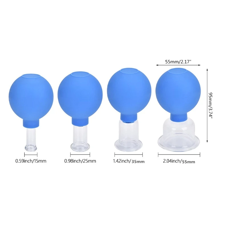 4 Pcs Anti Cellulite Suction Cup Ventosa Silicone Ball Glasses Jar Vacuum Cupping Set Cans Body Face Massager Drop Shipping 6