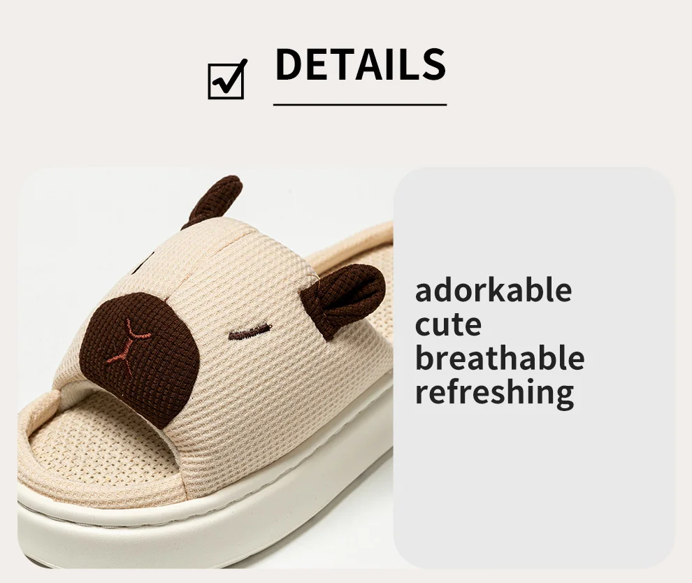 Modische Niedliche Capybara Kinderhausschuhe für Frühling und Herbst, Bequeme Weichsohlige Freizeitschuhe für Innenräume, Eltern-Kind-Hausschuhe – Detail 8