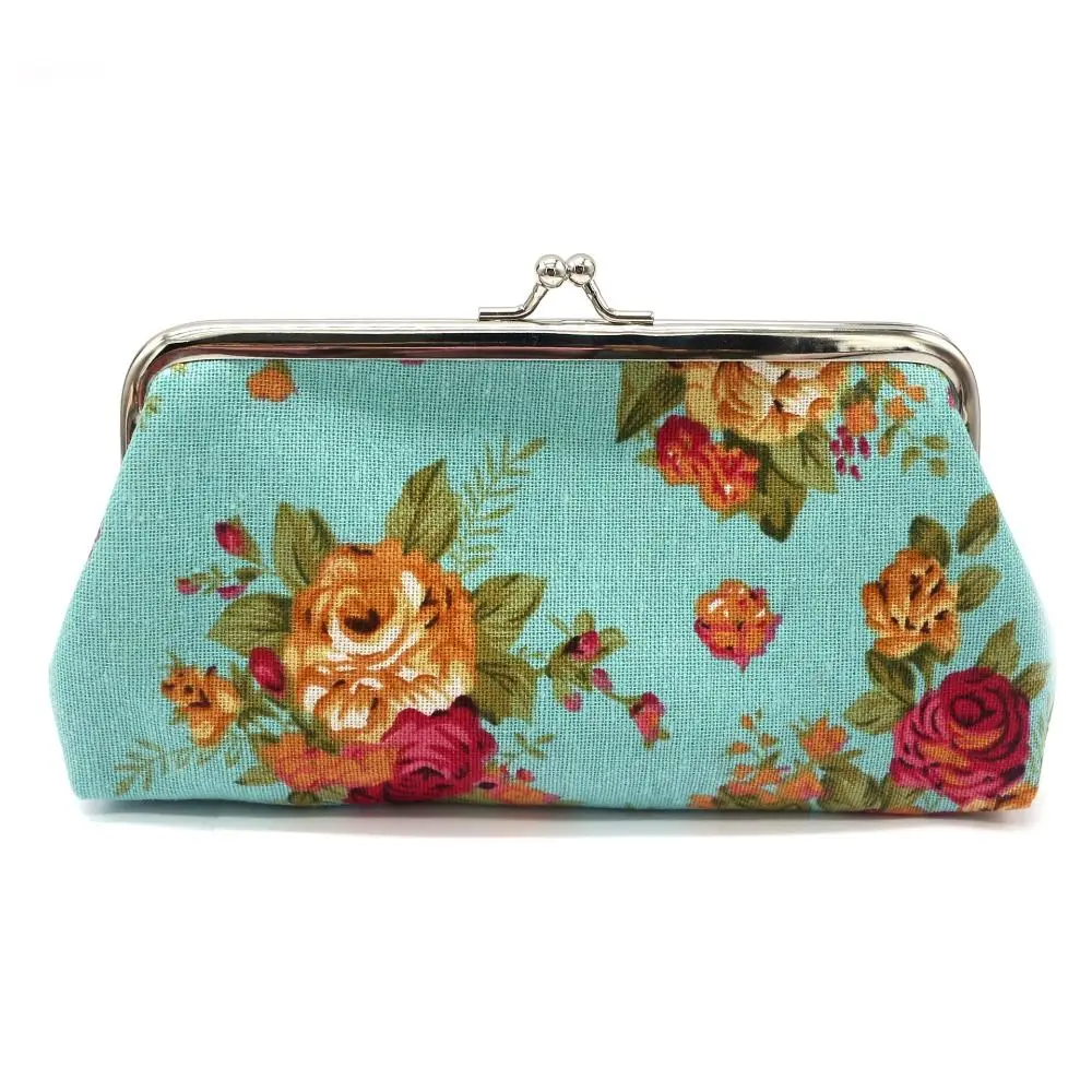 Purse Handbag Canvas Coin Purse Card Holder Key Bag Change Bag Cosmetic Bags Wallet Rose Money Bag Floral Pattern Wallet Purse